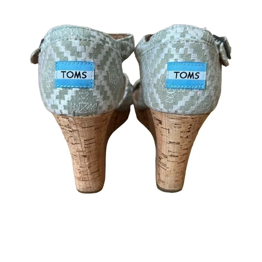 TOMS Blue Green Wedge Sandals